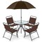 6-Piece Coffee Patio Set with Folding Chairs, Tempered Glass Table & 71